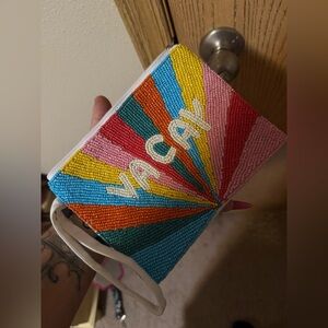 Colorful Beaded 'VACAY' Clutch